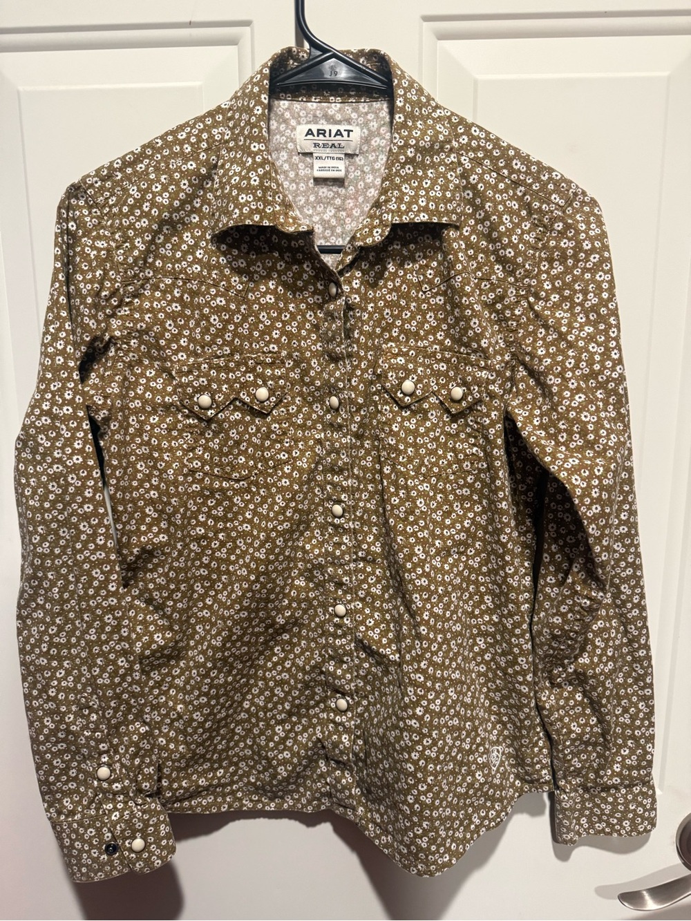 Ariat Girls Brown Floral Western Button-Down Shirt